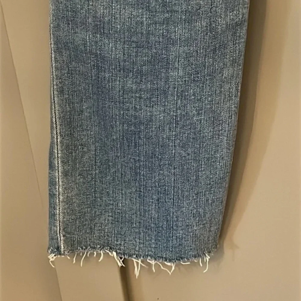 Current/Elliott Mid Rise Straight Leg Jeans Raw Cut Hem Size 24_5